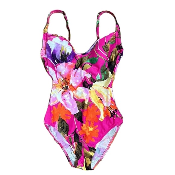 Diva by Rachel Pappo floral Tropical one piece swimsuit Hawaii Barbicore Pink - Picture 4 of 17